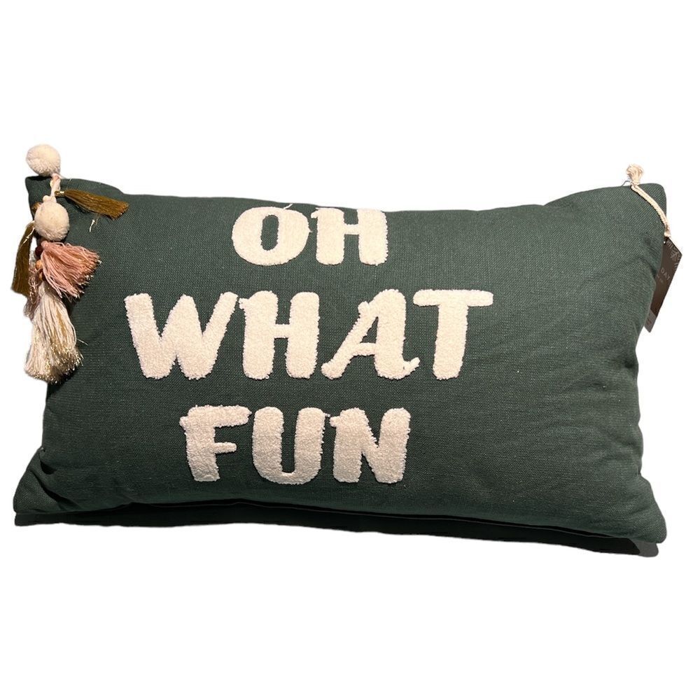 Anthropologie Snow Day “Oh What‎ Fun” Lumbar Pillow NWT